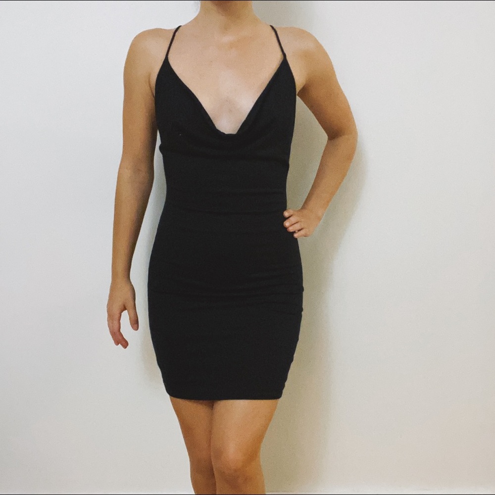 Sexy black scoop neck mini dress by Lovely Day